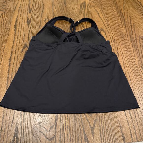 Lands End Womens Solid Black Molded Cup Tankini Swim Suit Top Plus Size 16W - Picture 2 of 7